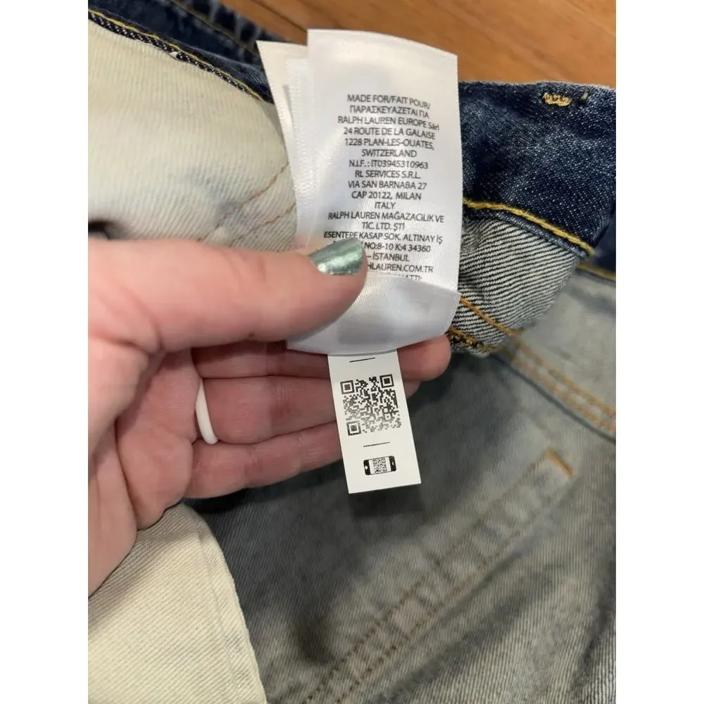 Polo Ralph Lauren Varick Slim Straight Big Tall Jeans 46x32 Patch Graffiti Y2K